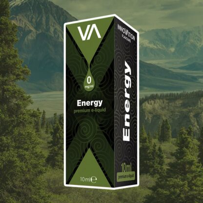 Innovation Flavours Energy E-Juice black and green package green landscape background