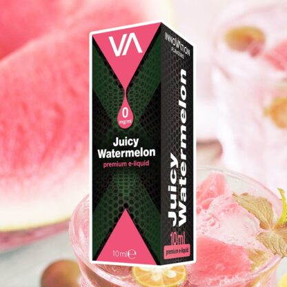 Innovation Flavours Juicy Watermelon e-juice black and pink package watermelon background